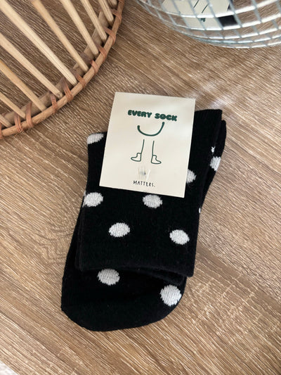 Polka Dotted Mid Calf Socks | Black