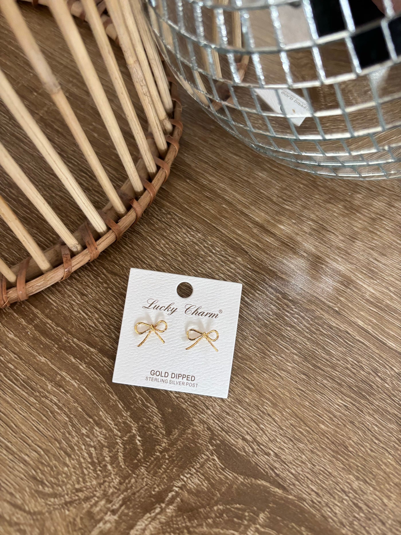 Gold Dipped Bow Knob Stud Earrings