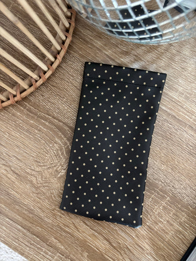 Polka Dot Pattern Glasses Pouch with Cleaning Cloth | Black