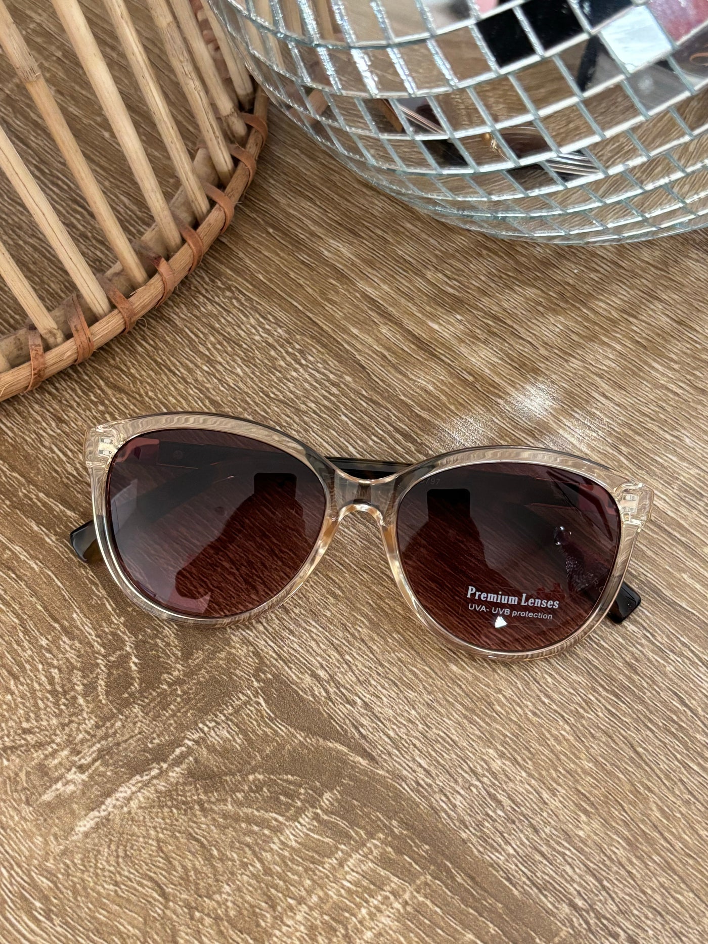 Round Frame Sunglasses | Clear Brown for Women