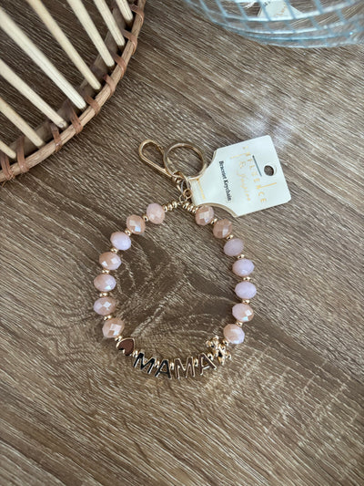 Mama Bear Bead Keychain Bracelets | Pink