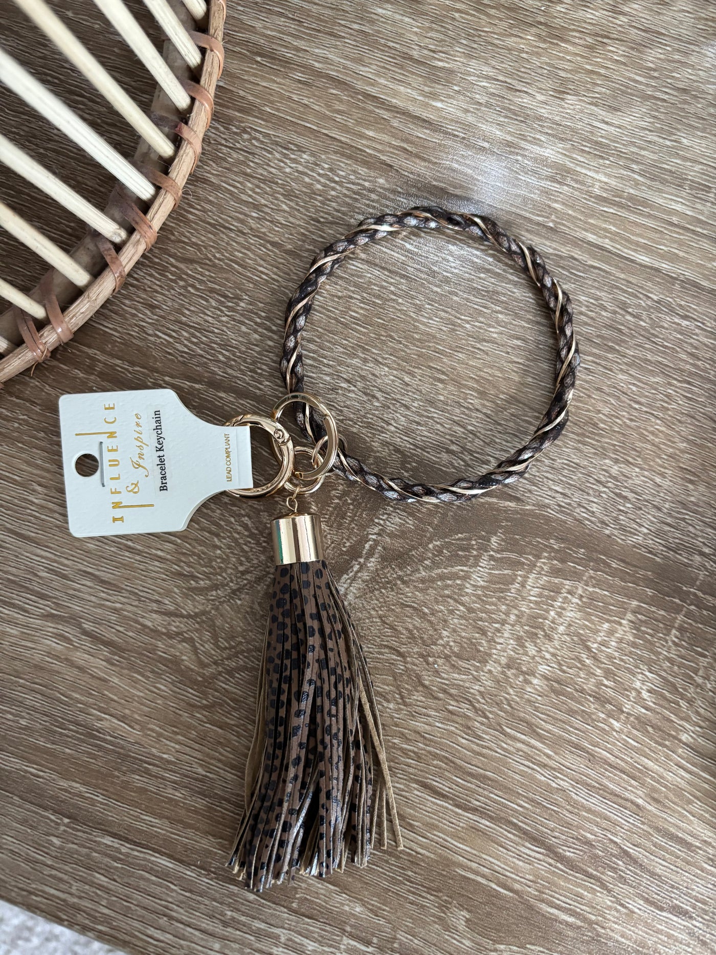 Animal Print Keychain Bracelet | Brown