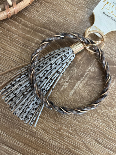 Animal Print Keychain Bracelet | Gray for Women