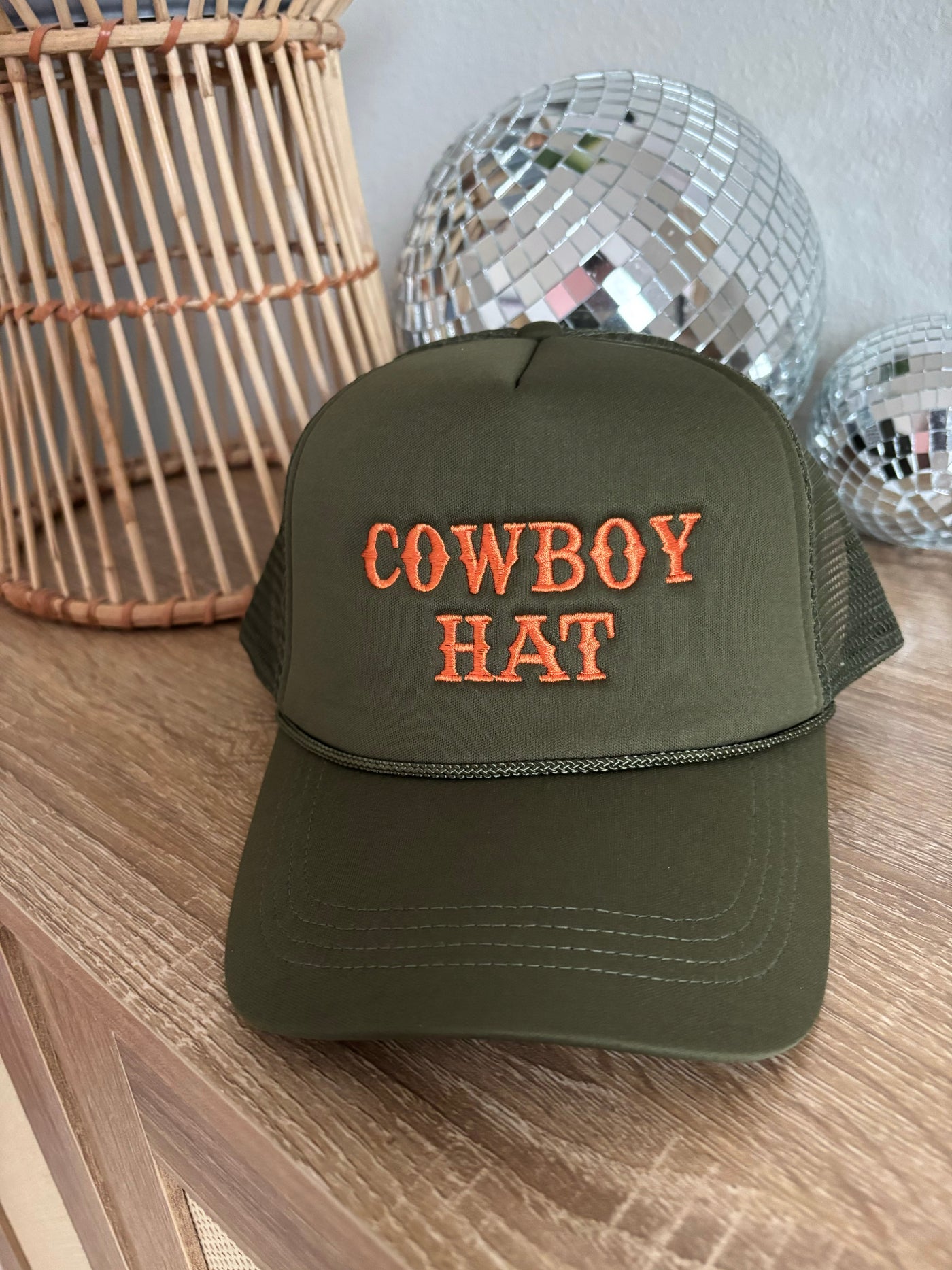 Cowboy Hat Embroidered Trucker Cap