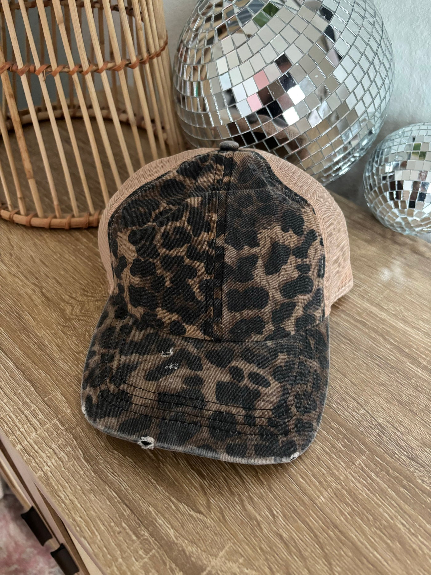 Distressed Leopard Baseball Cap