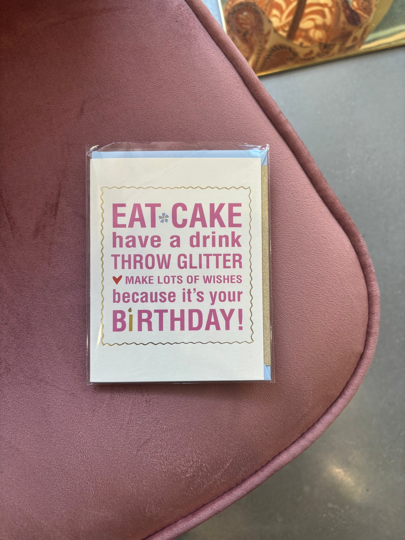 Eat Cake Throw Glitter Birthday Greeting Card