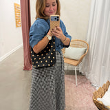 Studded Vegan Leather Tote Bag | Black