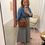 Curved Bar Handle Slouchy Bucket Bag | Brown