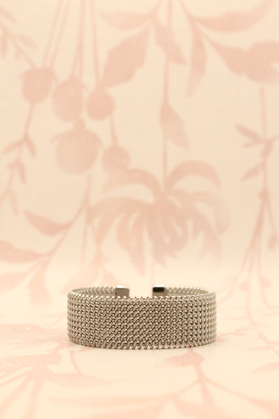 Silver Wide Mesh Cuff Bracelet