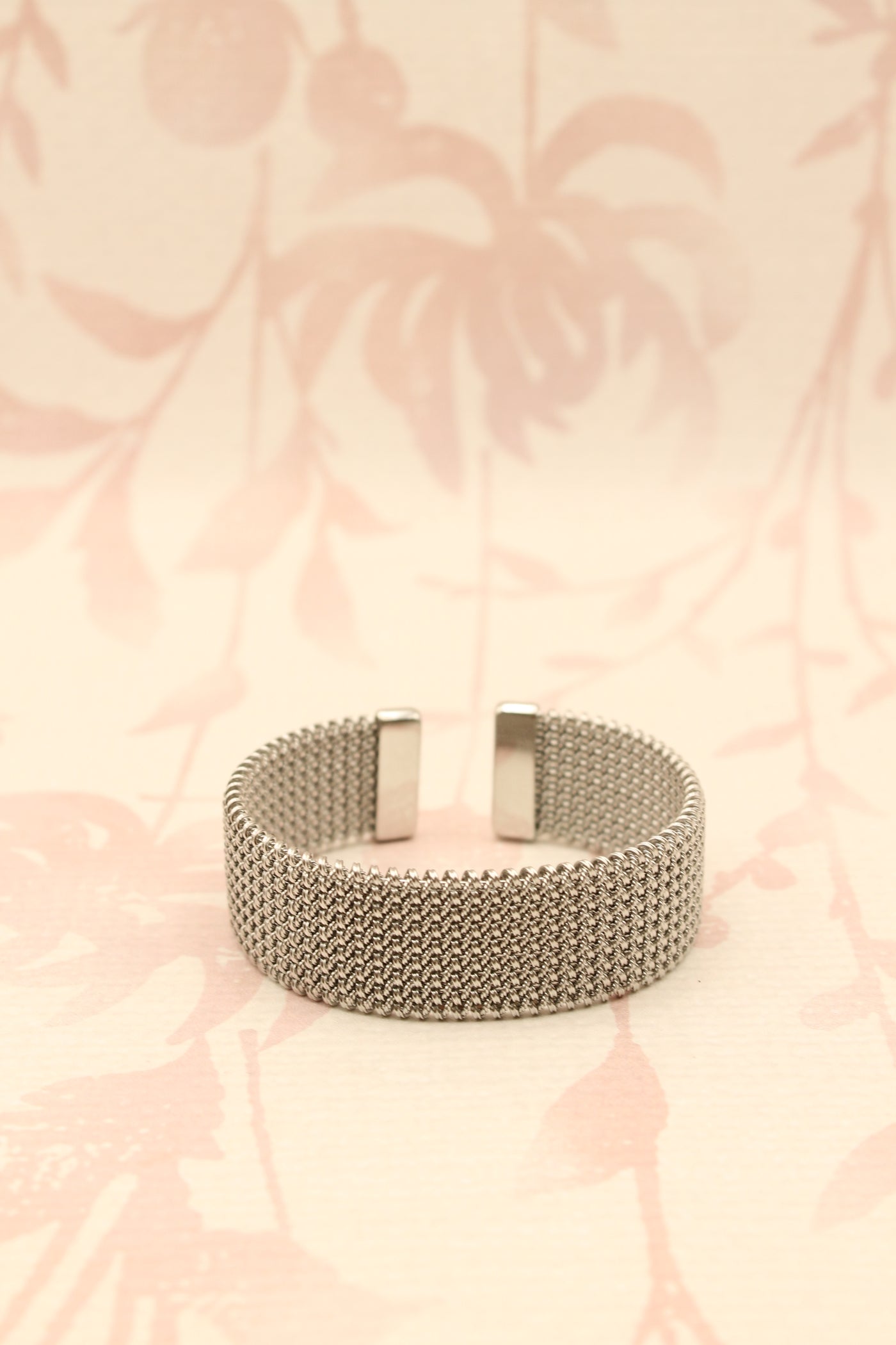 Silver Wide Mesh Cuff Bracelet