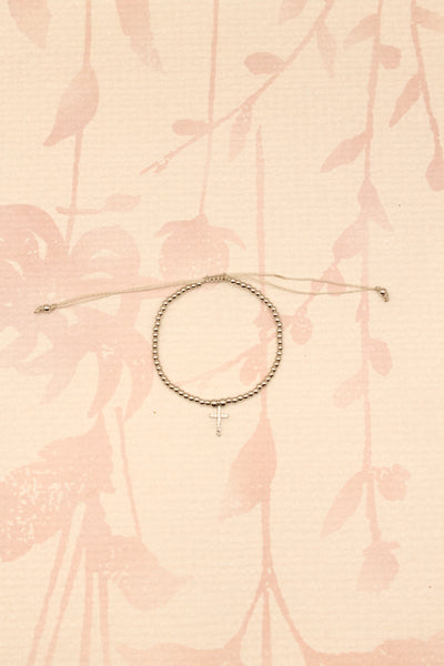Beaded Cross Bracelet | Silver