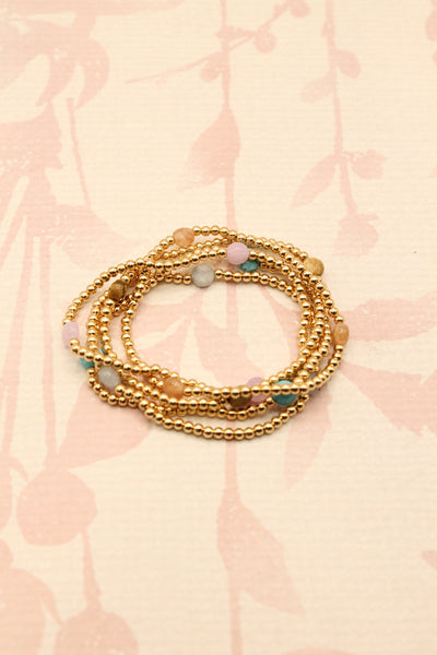 Stone Bead Metallic Bracelet Set