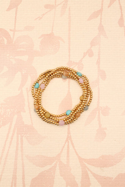 Stone Bead Metallic Bracelet Set