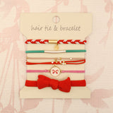 Boho Knot Bracelet Hair Tie Set | Red Bows