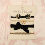 Boho Knot Bracelet Hair Tie Set | Black Bows