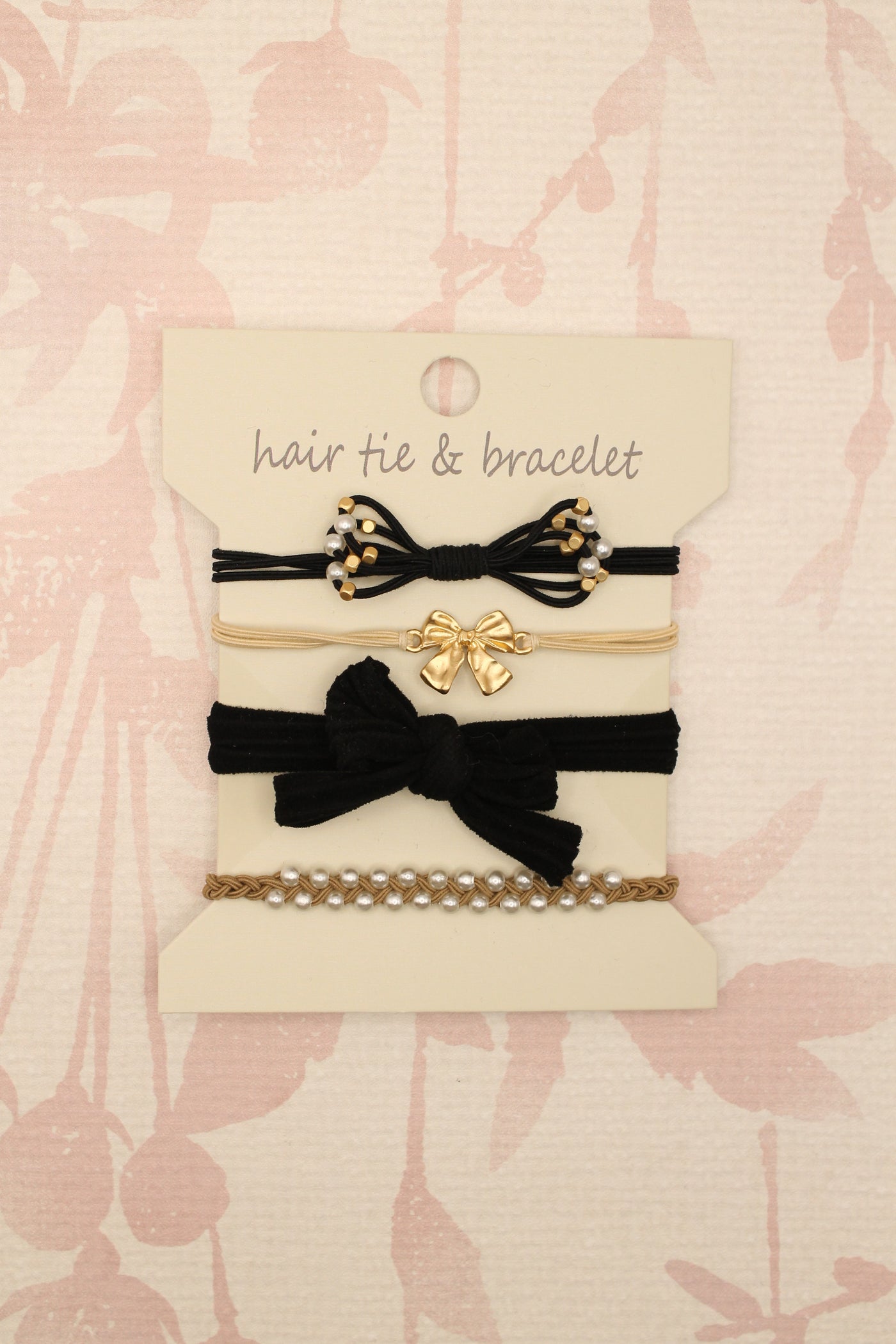 Boho Knot Bracelet Hair Tie Set | Black Bows