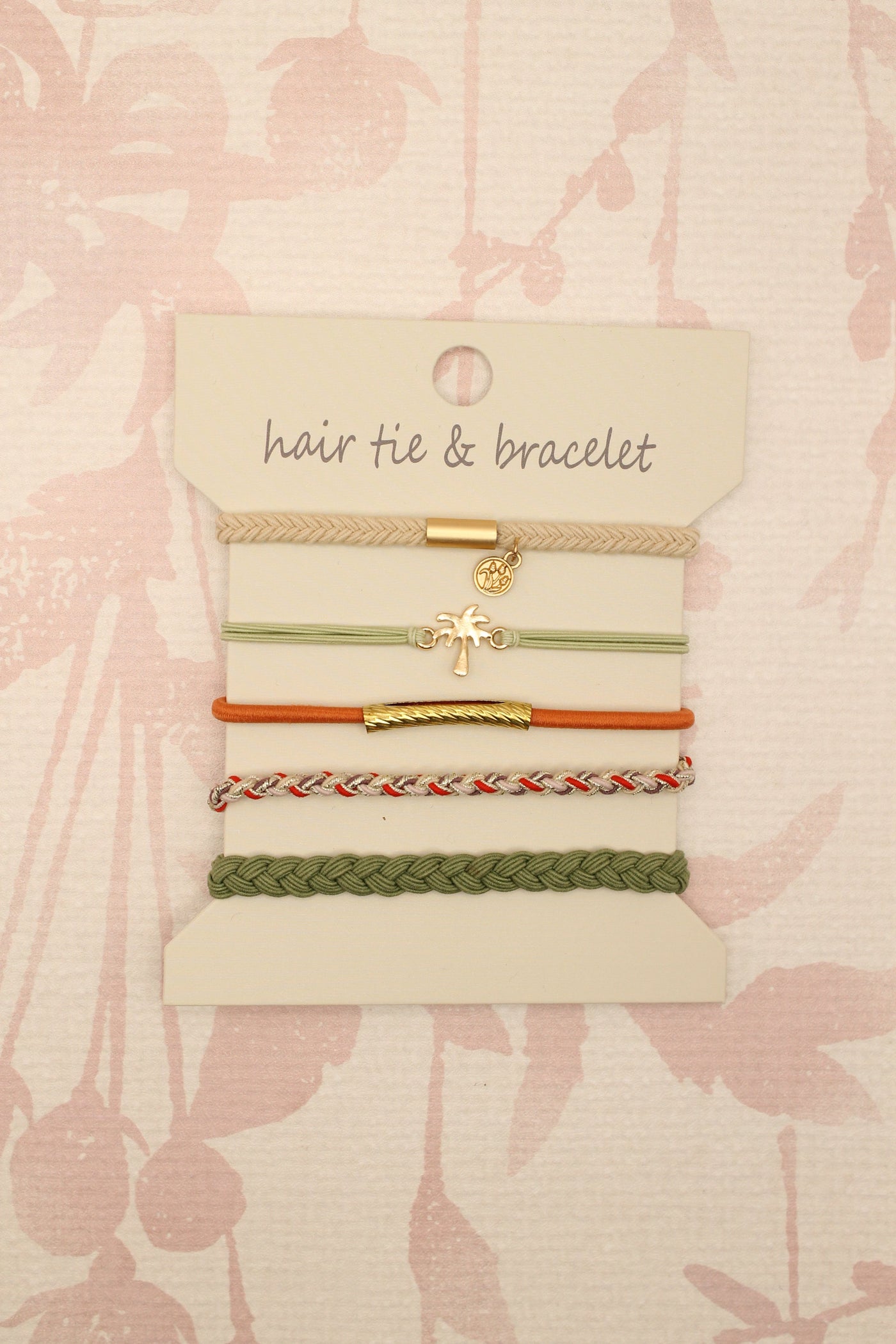 Boho Knot Bracelet Hair Tie Set | Palm Tree