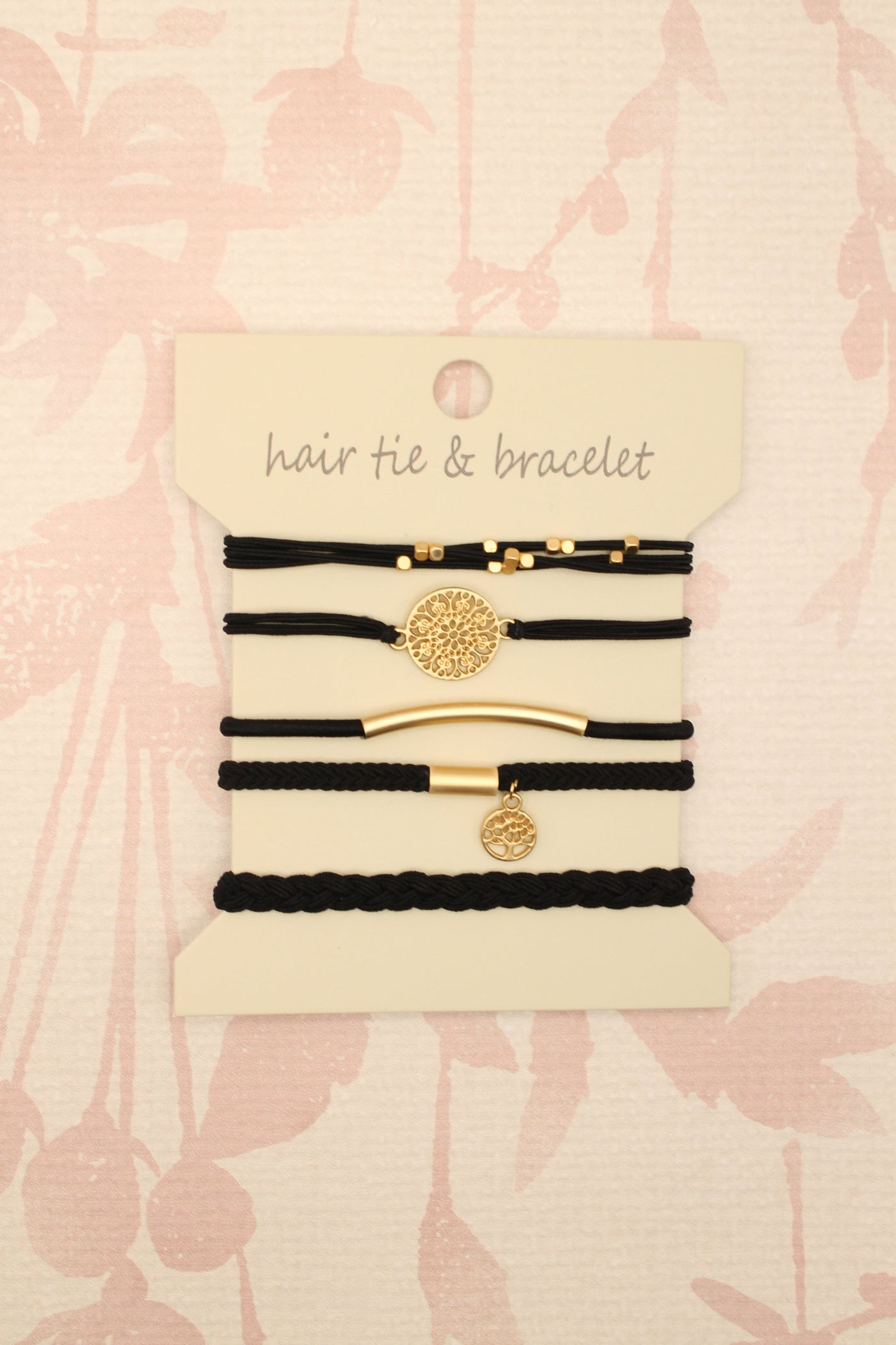 Boho Knot Bracelet Hair Tie Set | Black