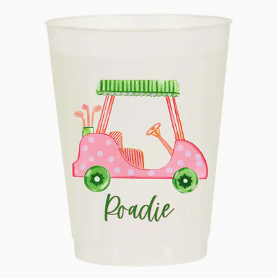 Girly Golf Cart Roadie Frosted Cups