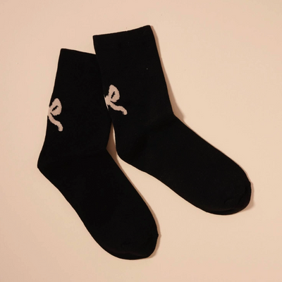 Bow Basic Striped Mid Calf Socks