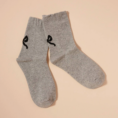 Bow Basic Striped Mid Calf Socks 