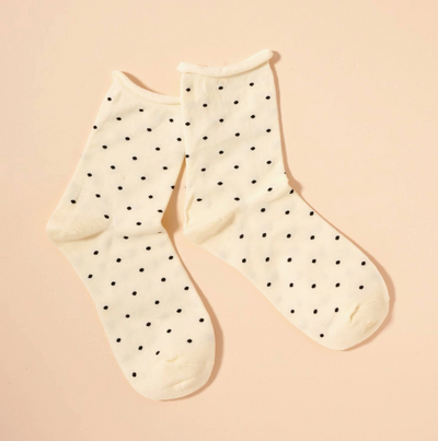 Polka Dot Raw Hem Calf Socks