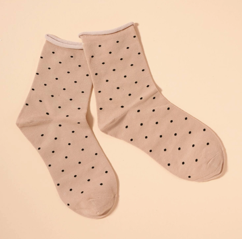 Polka Dot Raw Hem Calf Socks