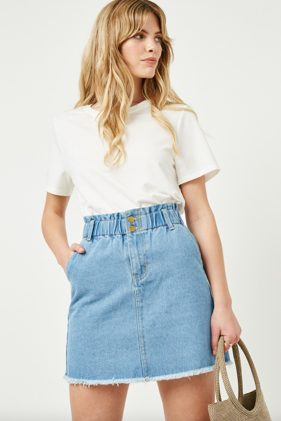 Catherine Elastic High Waist Denim Skirt