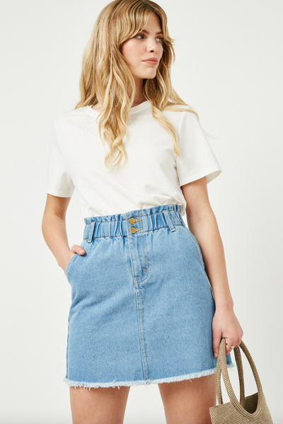Catherine Elastic High Waist Denim Skirt