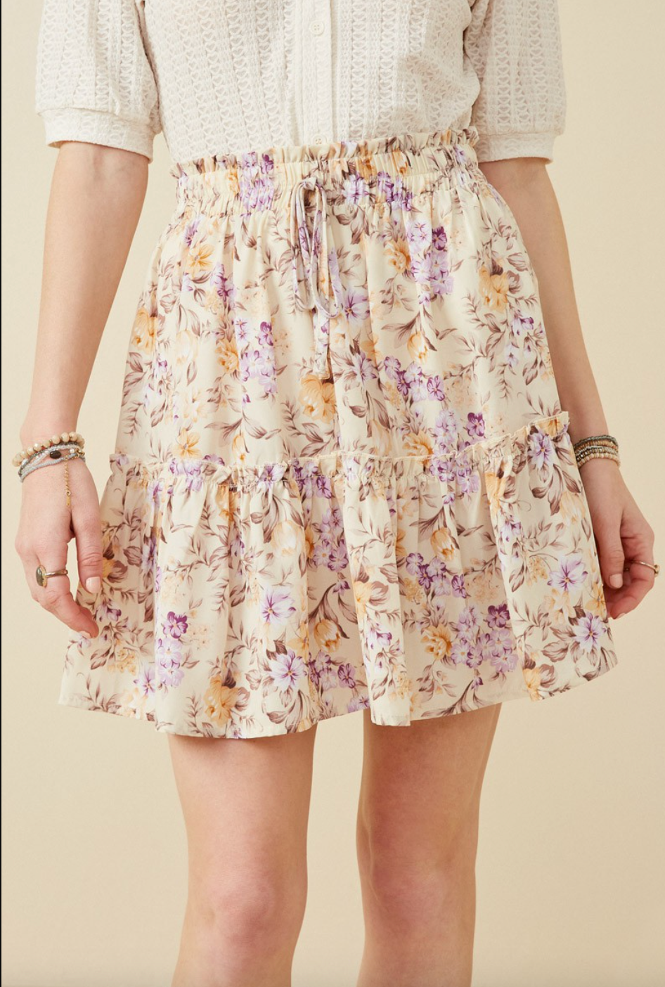 Alex Ruffle Floral Printed Skirt