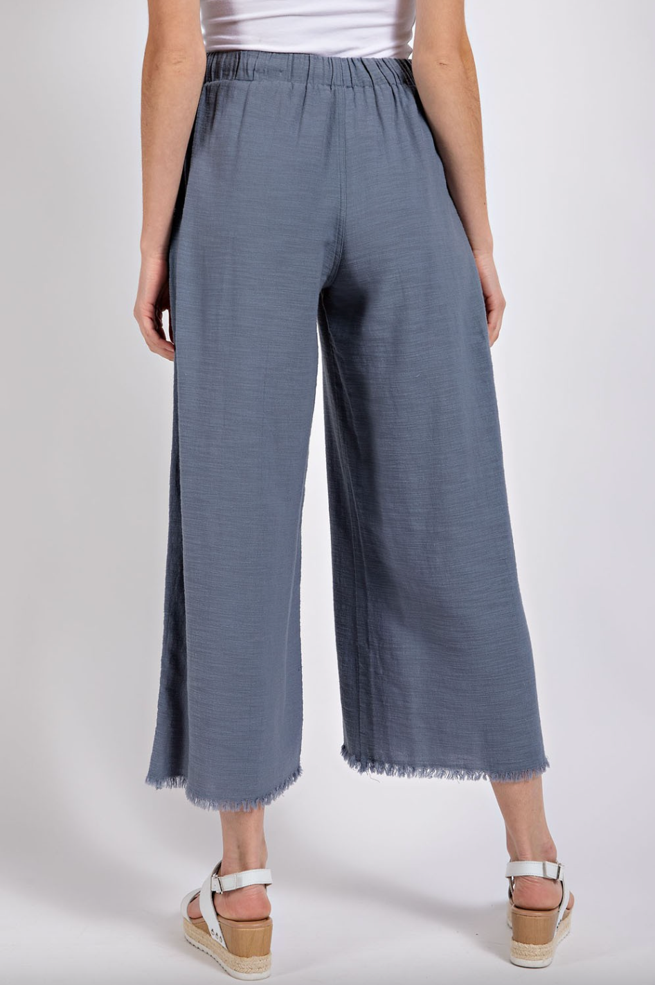 Brooks Frayed Wide Leg Pants| Slate Blue