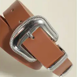 Western Buckle Faux Leather Belt | Brown