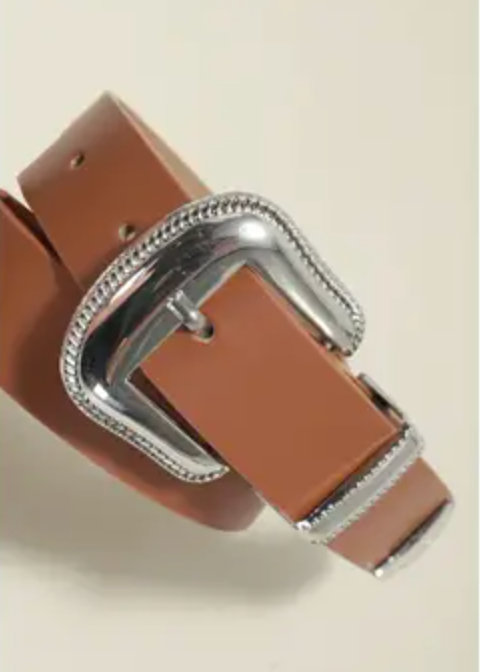 Western Buckle Faux Leather Belt | Brown