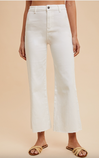 Stretch High Rise Wide Leg Denim Jean | White