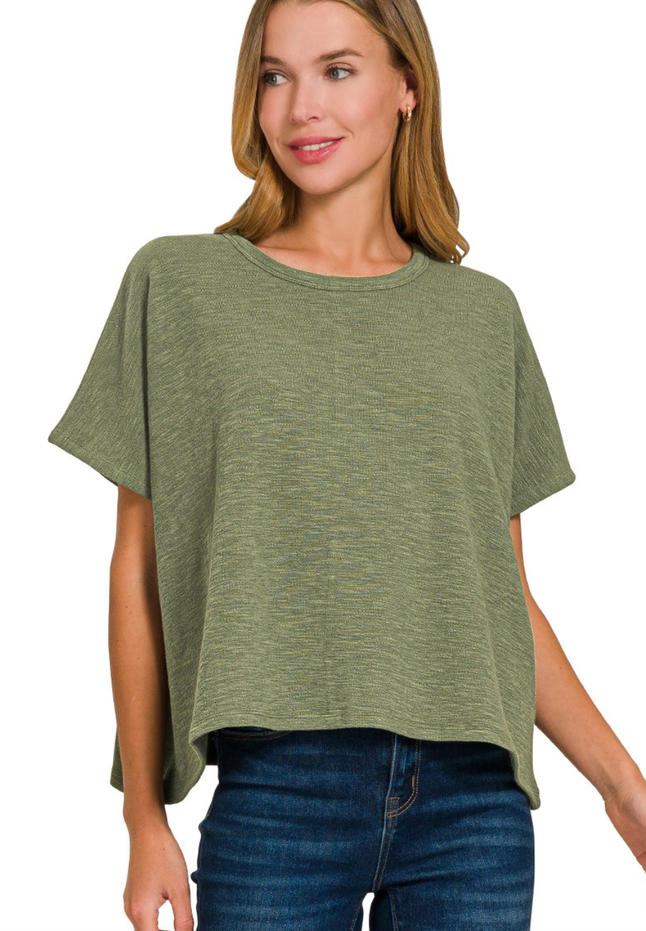 Cotton Oversize Tee | Light Olive