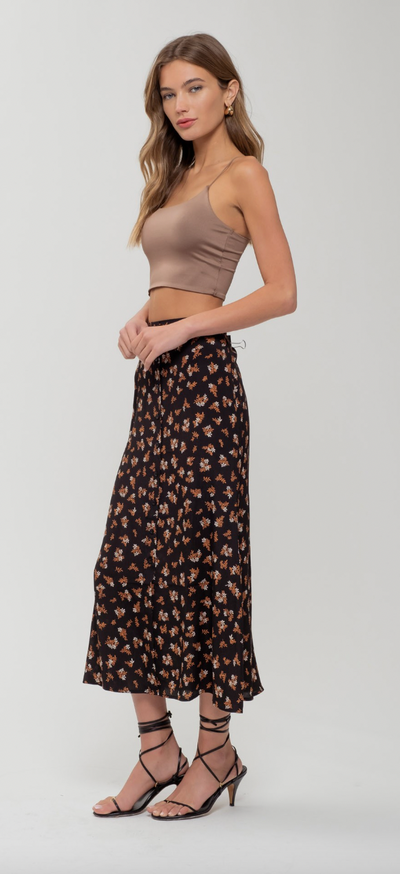 Floral Button Down Midi Skirt