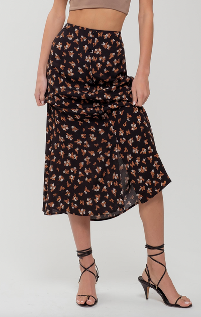 Floral Button Down Midi Skirt