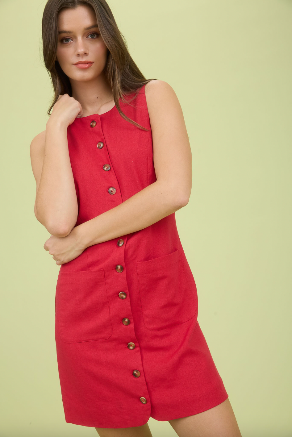 Button Down Linen Mini Dress