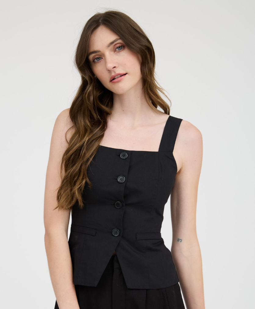Sleeveless Button Down Blouse