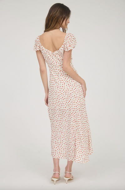 Short Sleeve Floral Midi Dress