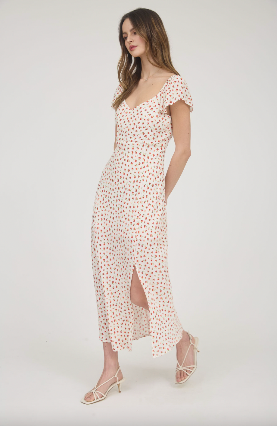Short Sleeve Floral Midi Dress