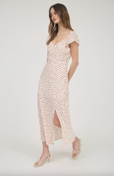 Short Sleeve Floral Midi Dress