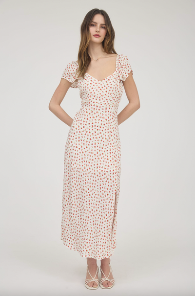 Short Sleeve Floral Midi Dress