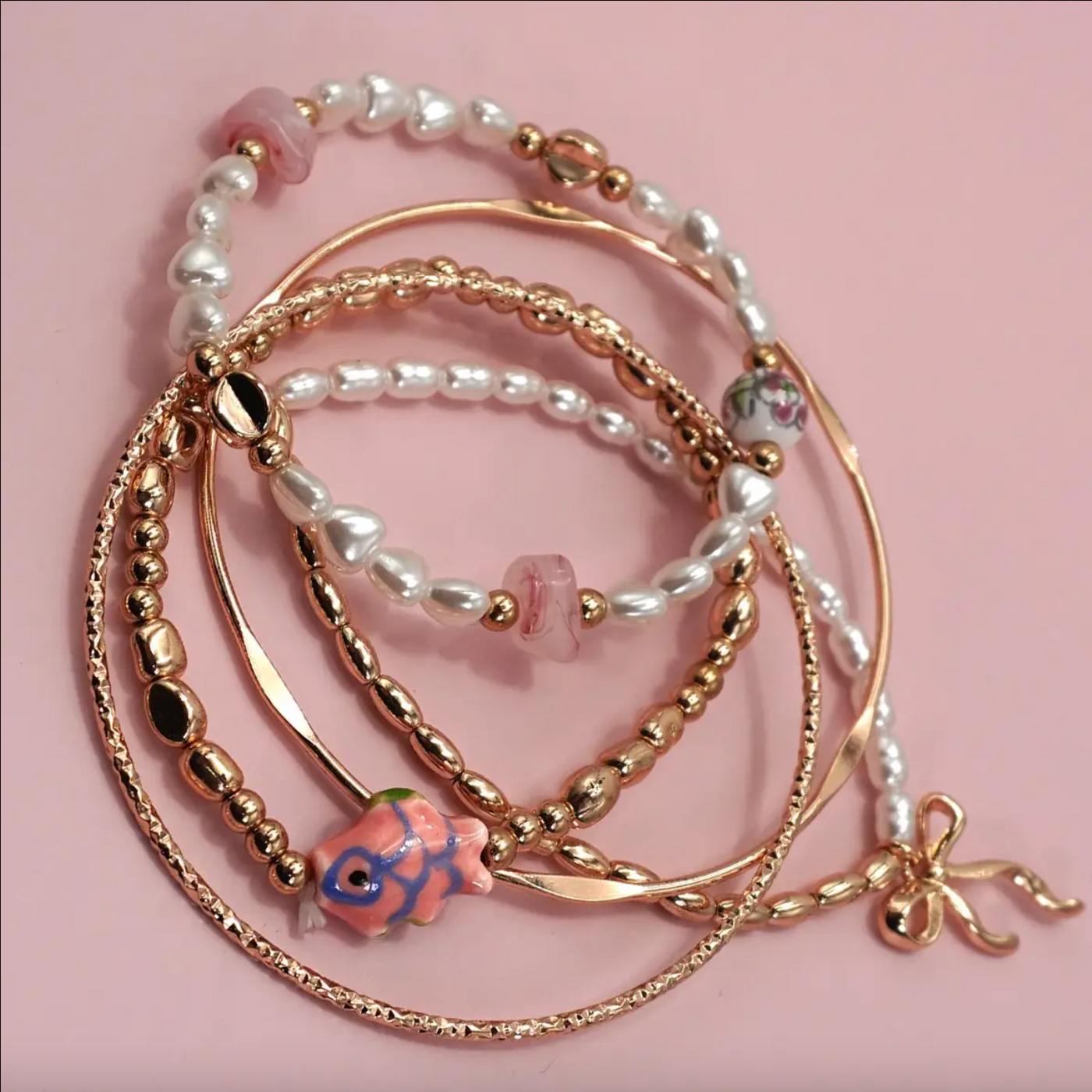 Porcelain Toile Pattern Multi Layer Bracelet