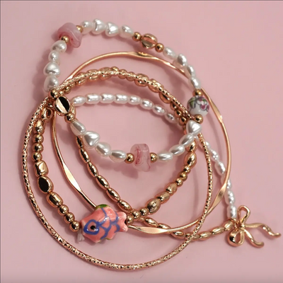 Porcelain Toile Pattern Multi Layer Bracelet