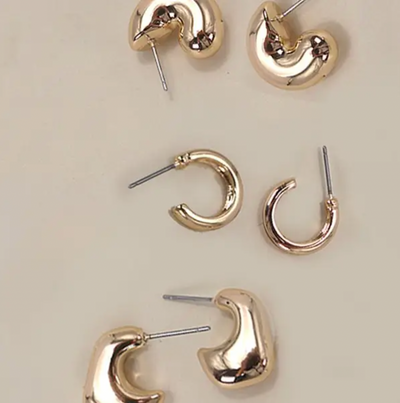 Bubble Hoop Huggie Trio Earrings