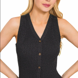 Ribbed Sweater Vest | Black