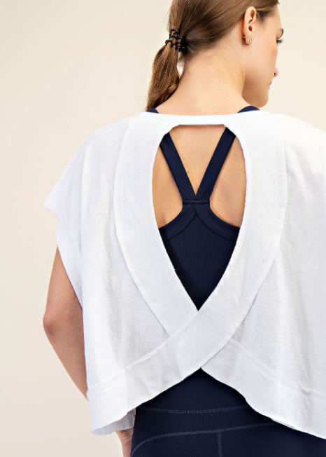 Eva Cotton Slub Open Back Top | White