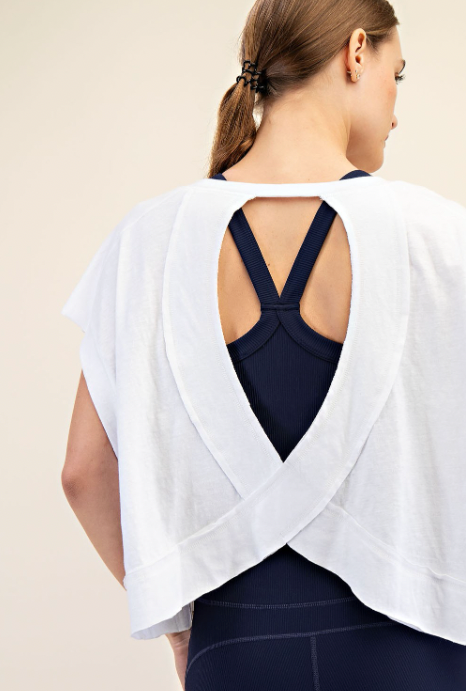 Eva Cotton Slub Open Back Top | White