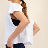 Eva Cotton Slub Open Back Top | White